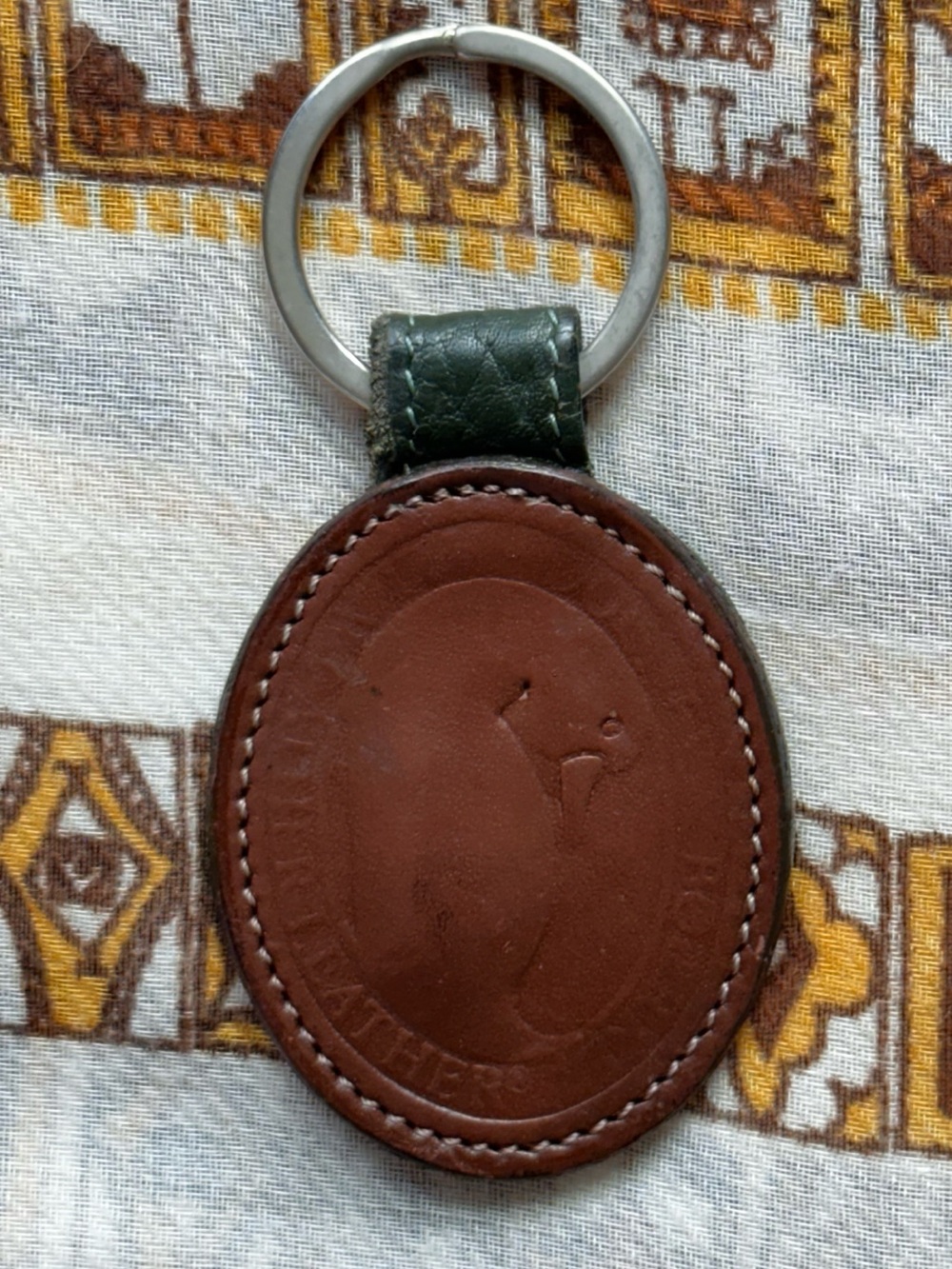 Dooney Bourke Leather Duck Keychain Key Fob green brown HTF boho classic cottage
